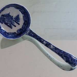 Beautiful Antique Blue & White Sauce Ladle c.1800s