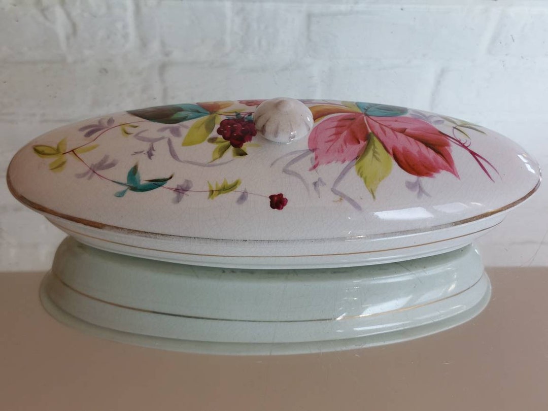 Victorian Oval China Toothbrush Razor Lidded Box- Holder C.1800s - Etsy