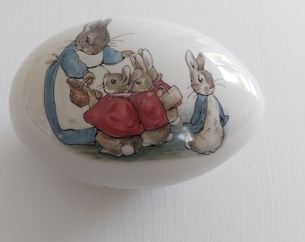 From England Tin Metal Easter Egg Box Peter Rabbit With Carrot on