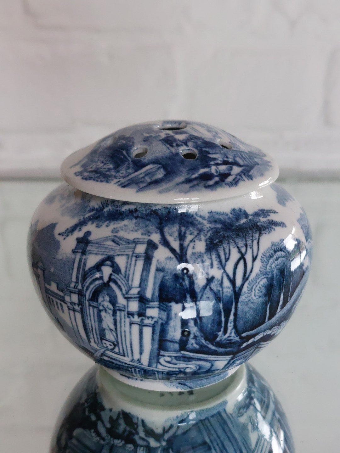 RARE Antique Blue White Pot Pourri Lidded Jar Etsy