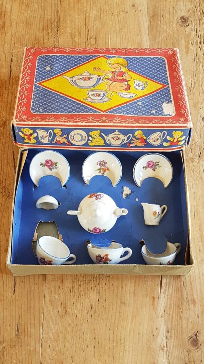 RARE Vintage 1940s Boxed Children's China Tea Set Doll Etsy