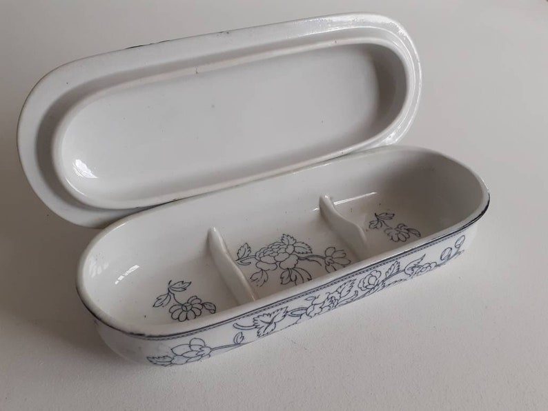 Antique Porcelain Toothbrush Razor Toiletry Lidded Box - Etsy