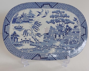 Rare Remarkable Antique "Willow" Pattern Large Meat- Fish Drainer c1800- 1850