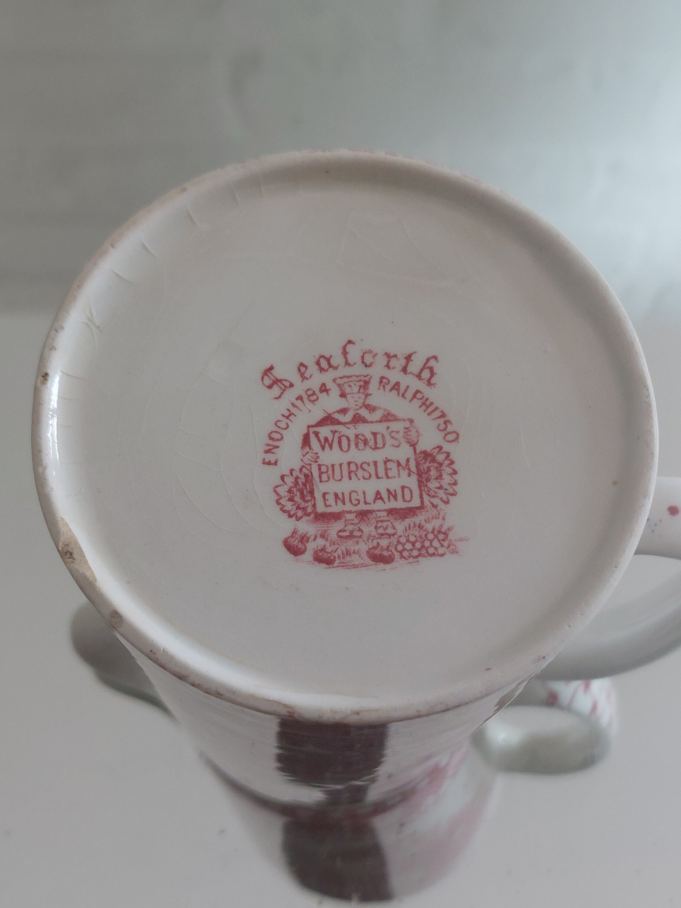 Antique Seaforth, Woods Burslem Small Lidded Tea- Coffee Pot- Red