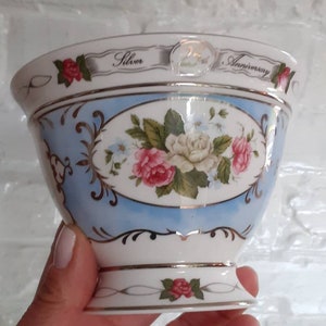 Polly Anna Fine Bone China 25th Silver Anniversary Bowl Beautiful image 2