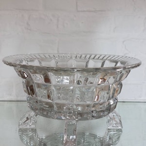 Vintage Chrystal Effect Heavy Cut Glass X Large Footed Bowl! Beautiful!