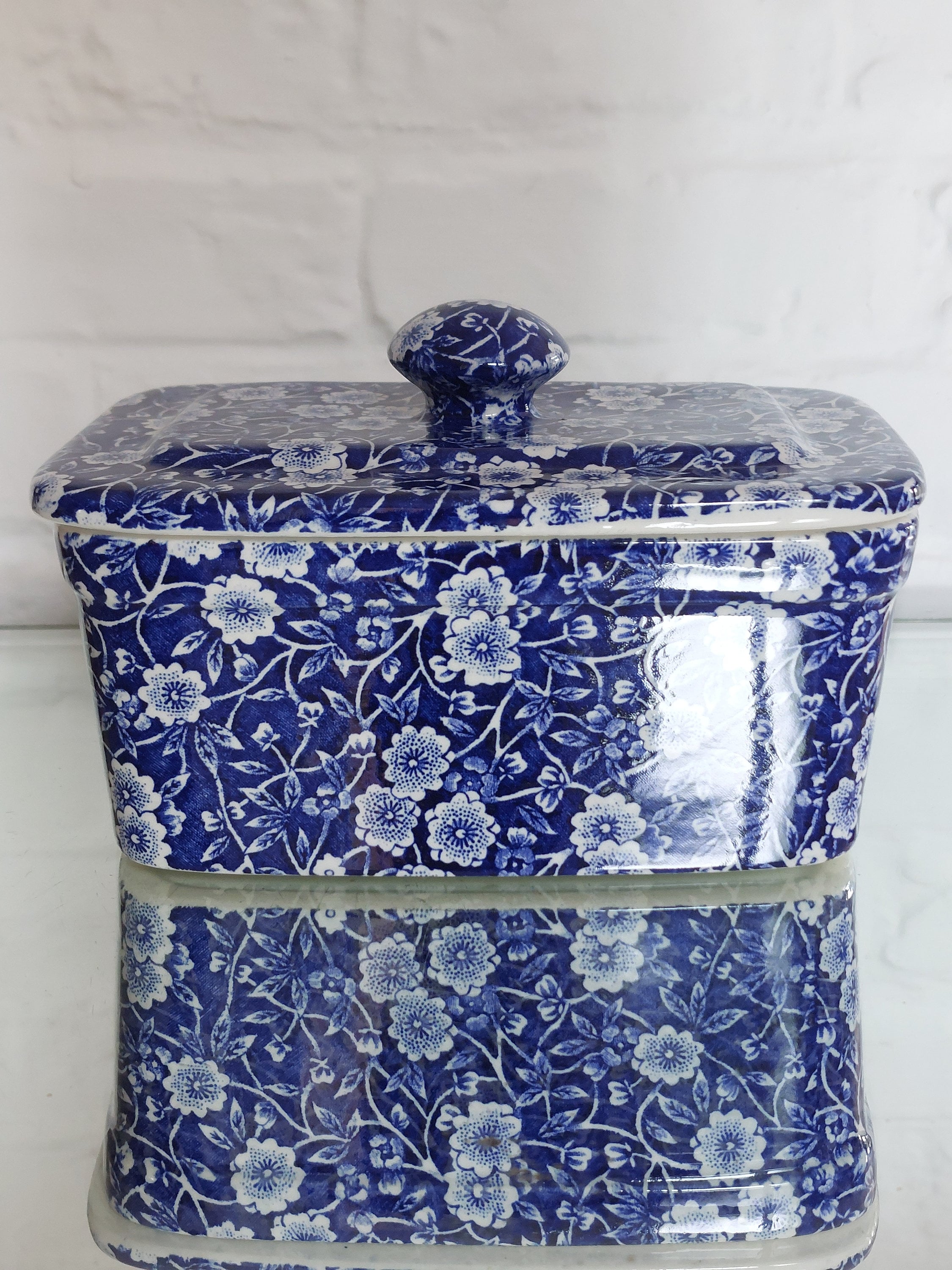 英国ヴィンテージ Burleigh Calico 蓋付きサービングディッシュ Scarce Burleigh 
