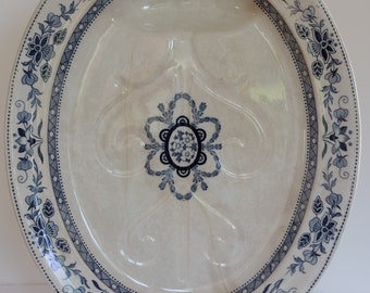 Rare Massive Antique Footed Wedgwood Serving Meat- Chicken- Turkey Platter with Draining Grooves c1800s