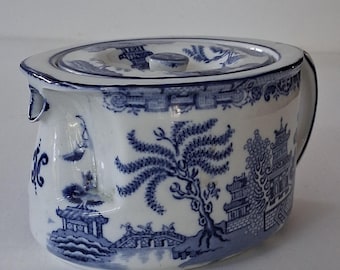 Antique Gibson & Sons Willow Pattern Teapot, Burslem England, c1920