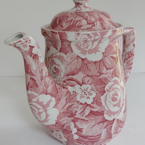 Rare Vintage LARGE/ HEAVY 2 Pints Teapot &quot;Victorian Chintz&quot; Pattern!
