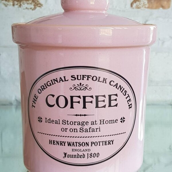LARGE Vintage Henry Watson Coffee Lidded Canister Rare- Discontinued Color- 6.5" Tall