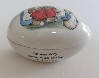 From England Tin Metal Easter Egg Box Peter Rabbit With Carrot on