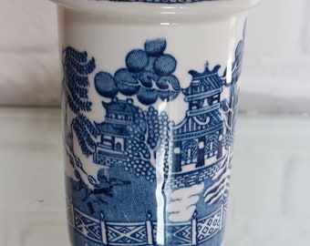 Rare Maling Cetem Ware "Willow" Pattern Vase Spill Holder Cup c1920s