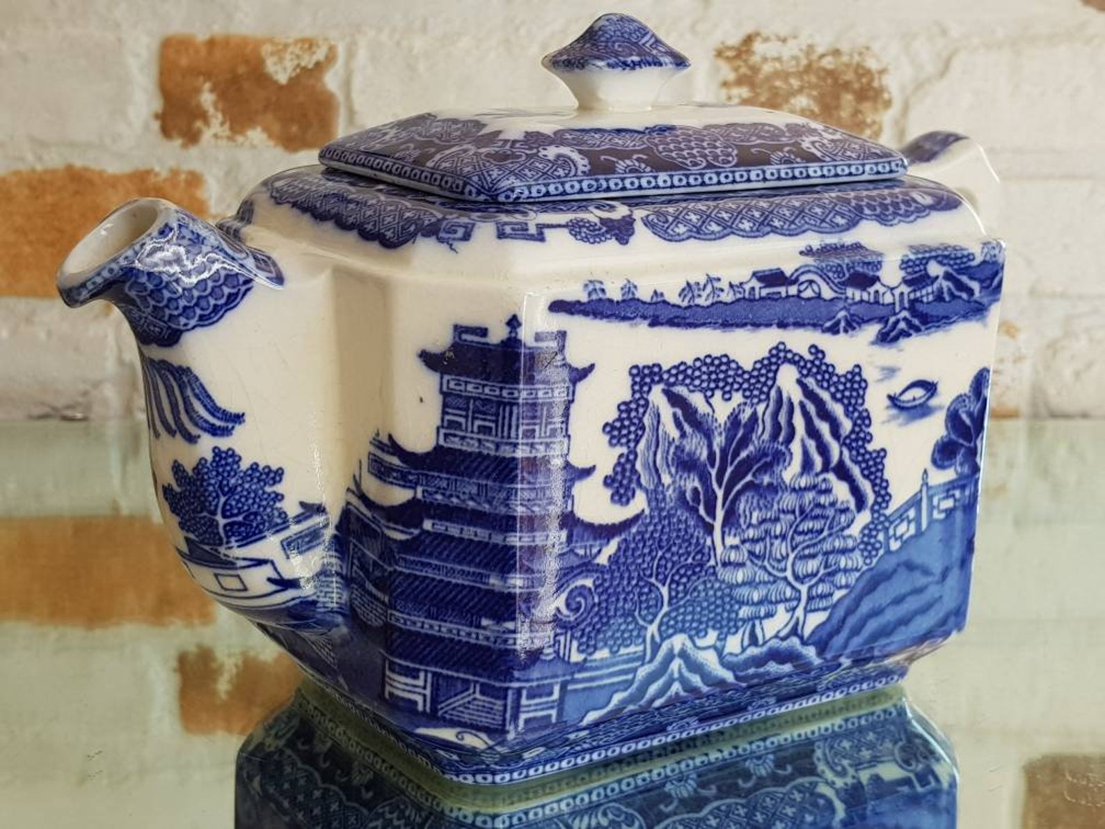 Antique LARGE & RARE Blue White Willow Ringtons Etsy