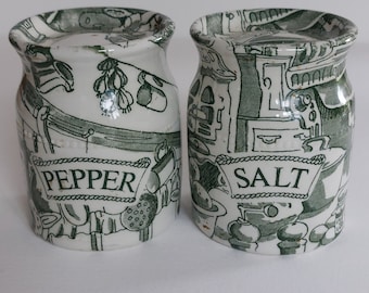 Rare Mathilda's Kitchen Burgess And Leigh Salt + Pepper Pots- Shakers!