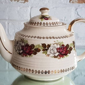 Vintage &quot;Sadler&quot; China Teapot- Gold Floral- Absolutely Stunning!