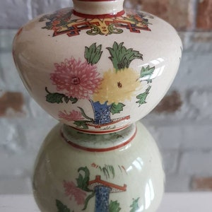 Art Nouveau Tea Caddy Oriental Style Decorated by "H M & Co Ltd" England! Rare Pottery 3" Tall