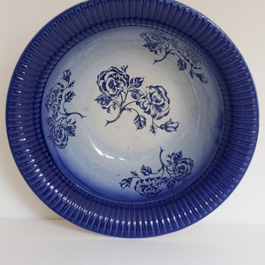 Vintage Carlton Ware Flow Blue Large 10.5&quot; Fruit- Pasta- Salad Bowl c1950