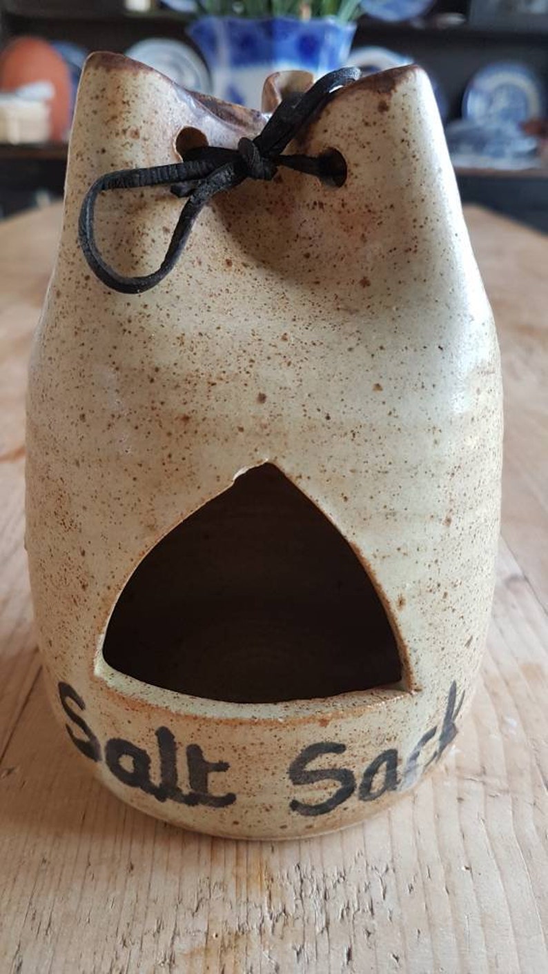 Made in England Stoneware Rustic Salt Sack Pottery