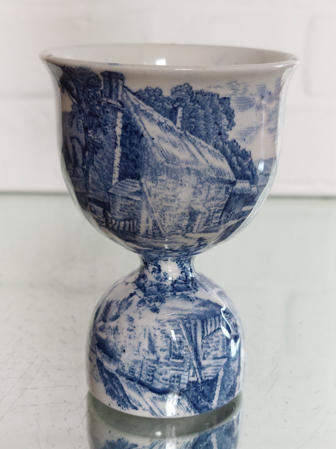 RARE Antique Blue & White Double LARGE Egg Cup C1920s Etsy