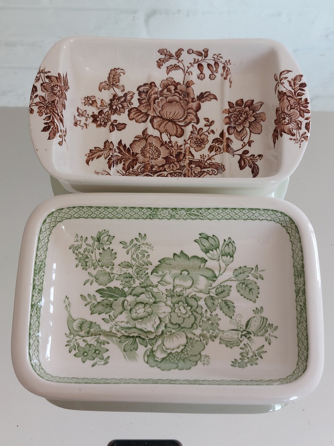 Vintage Mismatched Pair Soap Dishes mason's Crown Etsy