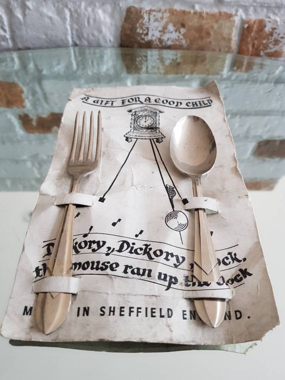 Rare Set of Children's Spoon & Fork hickory Dickory Etsy