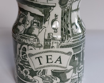 Rare Collectible Burgess & Leigh "Mathilda's Kitchen" Large Lidded Tea Canister- Caddy!