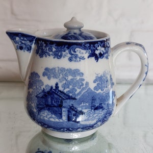 Rare Antique &quot;Minton&quot; Flow Blue Small Teapot c1900- 1912