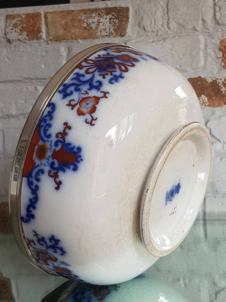 Antique Doulton Burslem Nankin Blue & White Large China Bowl Etsy