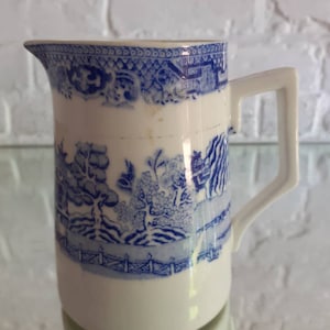 Antique Willow Pattern Small China 4&quot; Jug- Damaged