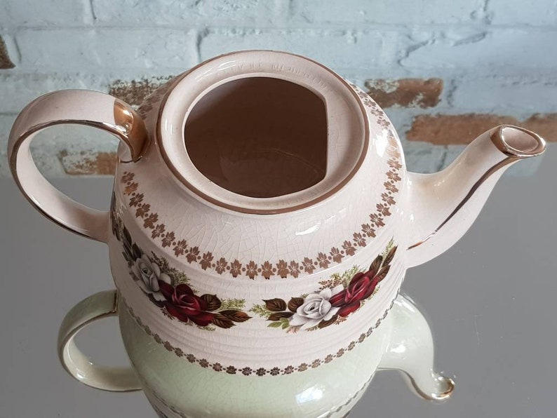 Vintage sadler China Teapot Gold Floral Etsy