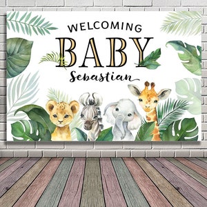 Sfondo per baby shower safari Banner per baby shower safari Decorazioni per baby shower safari Ragazzo decorazione per baby shower nella giungla