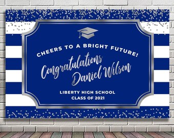 DIGITAL OR PRINTED Graduation backdrop royal blue Graduation | Etsy