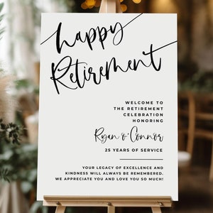 Minimalist retirement sign, Retirement party decorations, Happy retirement poster board, for men, for women, Modern, Simple, Personalized