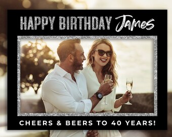 Birthday party decoration for men 40th birthday frame black and silver Birthday party ideas 21st 30th 40th 50th 60th