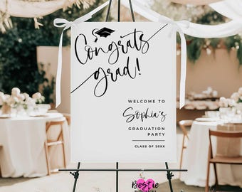 Modern Graduation Welcome Sign, Minimalist Party Decor (Digital or Printed)