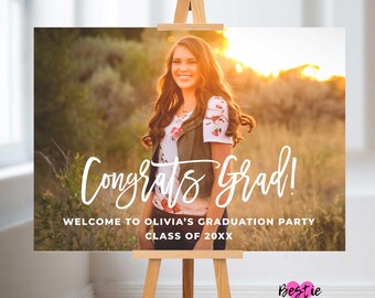 Photo graduation welcome sign, Horizontal (Foam Board or Digital Download)