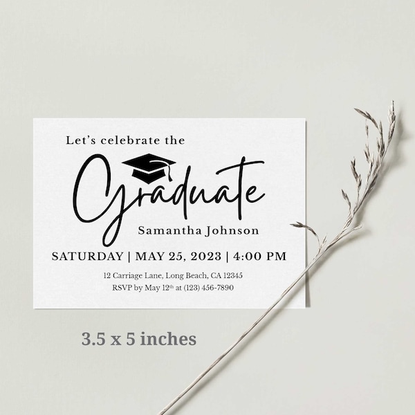 SALE Graduation party insert card Printable template inserts 5 size options Details cards Celebrate Graduate invitation 3.5 x 5 inches