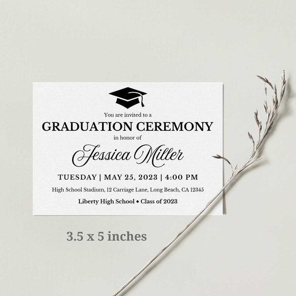 SALE Graduation ceremony insert Printable template or printed cards 5 size options Details card Custom information inserts personalized