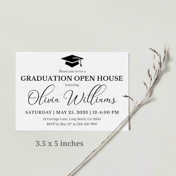 SALE Graduation open house insert card Printable template inserts 5 size options Details cards Custom information party invitations