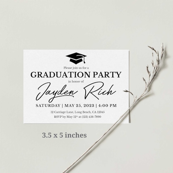 SALE Graduation party insert cards Printable template inserts 5 size options Details card Custom information invitations personalized