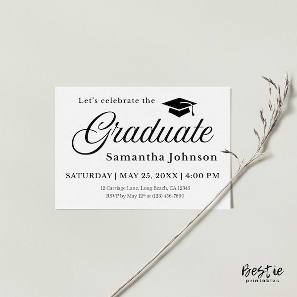 Graduation party insert card, Printable template inserts 3 size options Details cards Celebrate Graduate invitation 3.5 x 5 inches