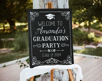 Graduation welcome sign chalkboard, Graduation party poster 2024, Foam board for easel, Grad party decor
