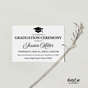 Inserción de ceremonia de graduación de 3,5 x 5, tarjetas imprimibles o impresas, 3 opciones de tamaño, tarjeta de detalles, inserciones de información personalizadas, personalizadas