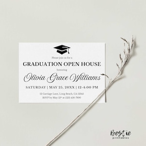 Graduation open house insert card, Printable template inserts, 3 size options, Details cards, Custom information party invitations