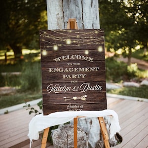 Rustic engagement welcome sign, Engagement party decorations, Foam board for easel