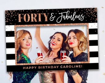 40 and fabulous, 40th Birthday selfie frame rose gold, Photo booth frame, Photo props, Birthday decoration rose gold
