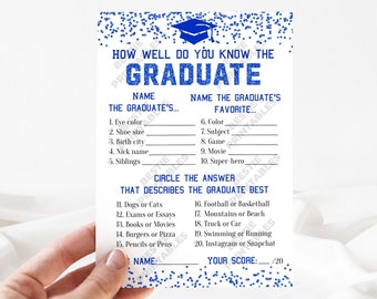 Jeu de remise des diplômes, garçon Cartes de jeu de remise des diplômes imprimables Connaissez-vous bien le diplômé ?