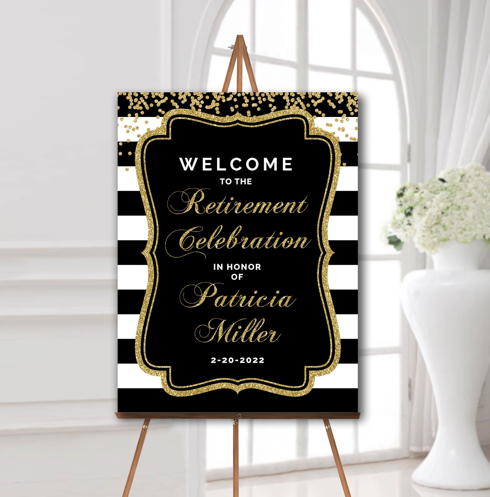 DIGITAL DOWNLOAD Black gold retirement celebration decorations Etsy