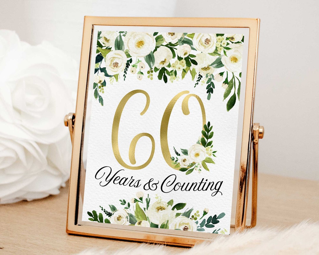 60th Wedding Anniversary Sign Printable Happy Anniversary Poster ...